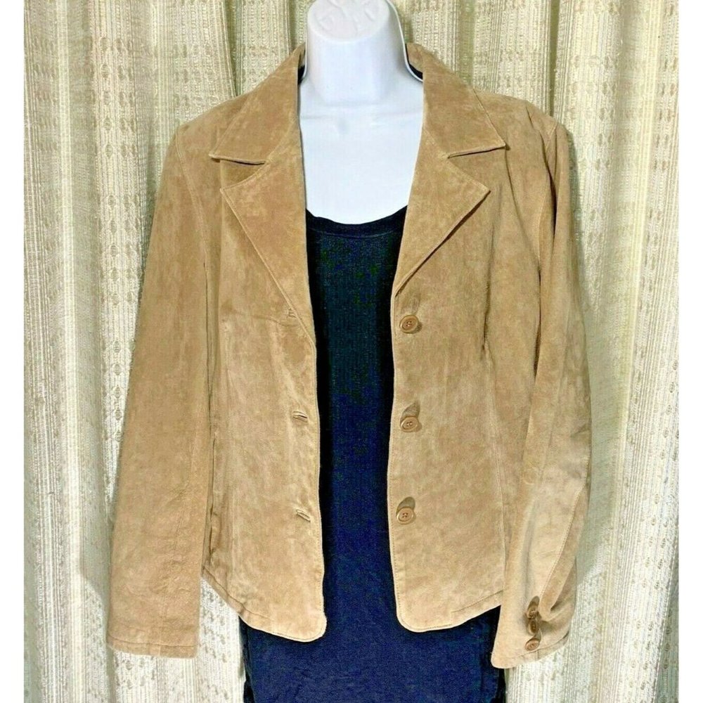 Vintage Quality Skott's Suede Women’s Jacket Medium Tan Button 100% Suede ~ YaY!